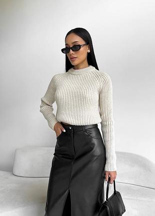 Стильный теплый свитер с шерстью (7 цветов) короткий свитер