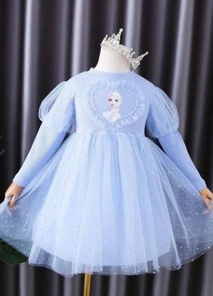 Платье детское с ельзой голубое платье
