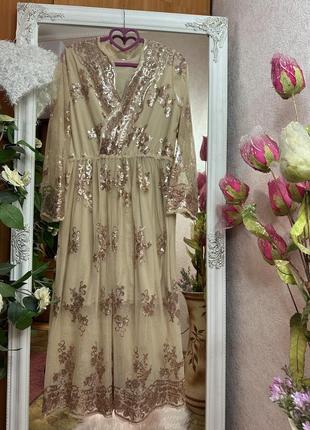 Платье золотое в пайетку