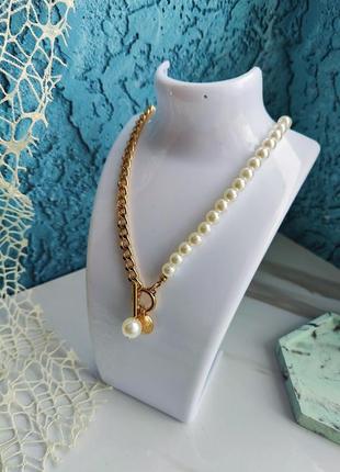 Жіноче намисто ланцюжок на шию в золотистому кольорі