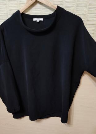 Базовая стильная черная блузка блуза блузон оверсайз летающая мышь4 фото