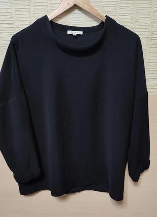 Базовая стильная черная блузка блуза блузон оверсайз летающая мышь2 фото