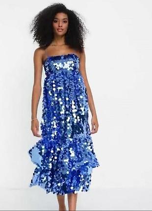 Вечірня сукня міді asos в крупні пайєтки.