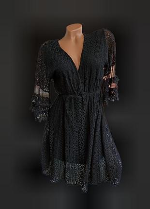 Сетевое черное платье