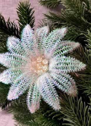 Новорічний декор блискуча квітка, ручна робота