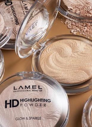 Lamel make up hd highlighting glow & sparkle powder хайлайтер
