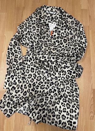 Платье рубашка леопардовый принт
