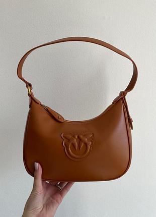 Шкіряна сумка pinko half moon bag GANNI simply ginger with leather buckle