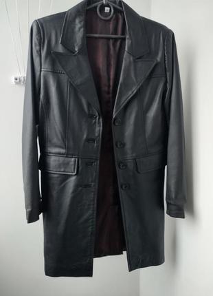 Пиджак удлиненный, пальто, кожаный плащ. натуральная кожа