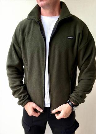 Теплая флисовая кофта бомбер полар мужская на молнии зимняя