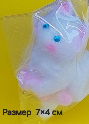 Кошка белая - сквиш таба антистресс тягучка размер 7х4 см