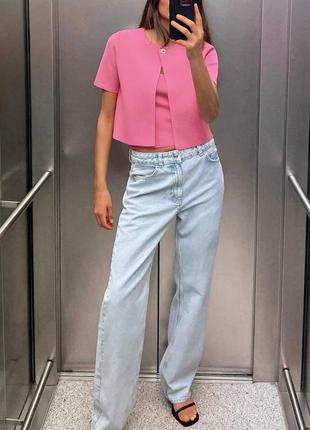 Ровный укороченный трикотажный кардиган zara