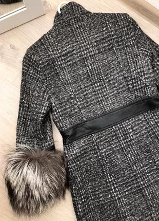 Шикарное пальто шерсть ламы натуральная кожа и чернобурка бренд balizza6 фото