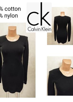 Calvin klein, лаконичное черная стрейчевое платье премиального качества
