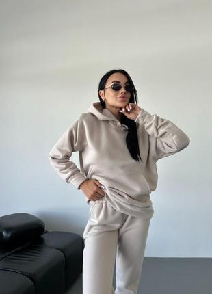 Спортивний костюм жіночий теплий фліс кенгурушка з капюшоном