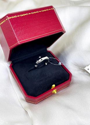 Серебряное кольцо картье cartier пантера кошка леопард тигр зеленые глаза камни классика стильное тренд серебро проба 925 новое с биркой