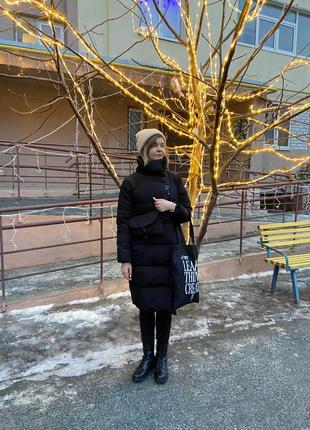 Куртка пальто пуховик goldi пух перо черная меди длинная