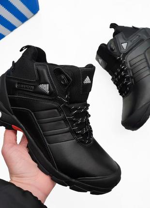 ❄️зимние мужские ботинки adidas climaproof черные (кожа)❄️7 фото
