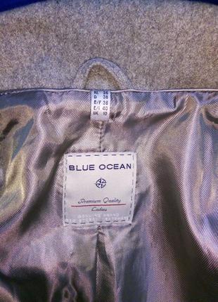 Шерстяное фирменное пальто серого цвета blue ocean3 фото