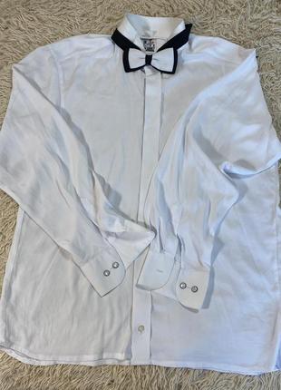 Біла рубашка чоловіча шовкова з краваткою, розмір l