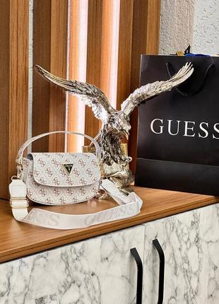 Сумка маленькая белая женская guess сумка гесс сумочка