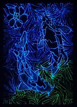 Коропи коі, що світяться - ексклюзивний розпис на склі, виконаний в техніці вітража