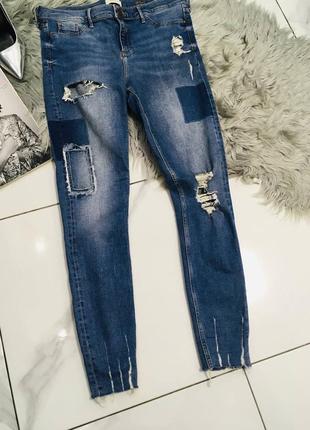 Синие джинсы скинни river island6 фото