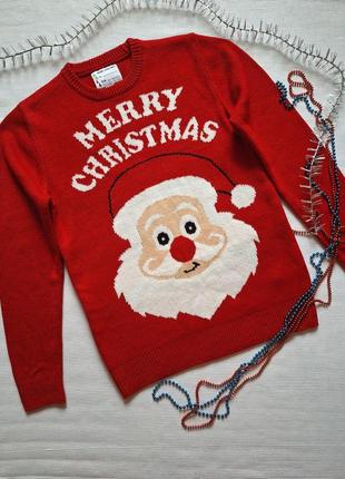 Новогодний свитер с санта клаусом merry christmas