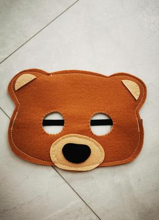 Маска дитяча із фетру ведмідь ведмежа ведмедик