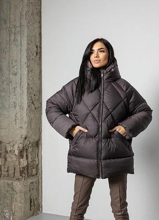 Зимняя свободная водостойкая куртка пуховик на молнии с капюшоном