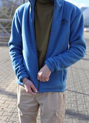 Очень теплая флисовая полар кофта бомбер на молнии вышивкой на меху