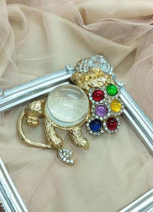 Люксовая крупная брошь лев в стиле trifari с прозрачным кристаллом, животные, львица, кристаллы