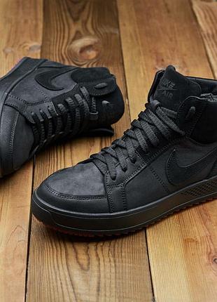 Зимние кожаные кроссовки на меху nike air force winter