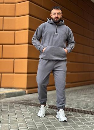 Хітовий флісовий костюм полар чоловічий комплект худі на змійці і штани зимовий спортивний