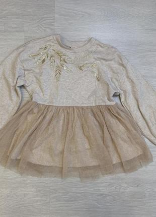 Бежева утеплена блуза реглан river island, 11/12 років, 100% котон