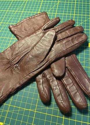 Перчатки женские из экокожи, коричневые