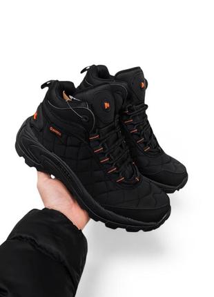 ❄️зимние мужские ботинки merrell ice cap moc черные с оранжевым❄️