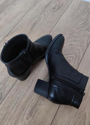 Женские демисезонные черные ботильоны/ получёбки на устойчивом каблуке, размер 37