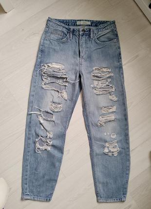 Джинси рвані  протерті  висока талія мом на гудзиках жіночі