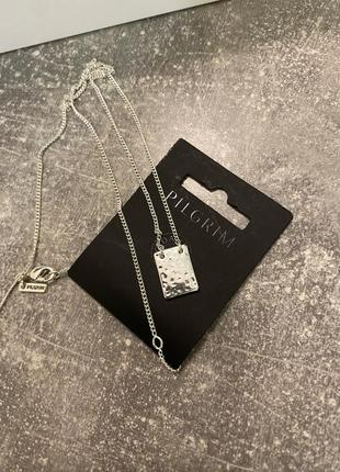 Pilgrim 🔥 цепочка с кулоном мятая пластинка