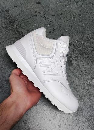 Женские кроссовки new balance 574 high fur all white