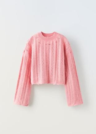 Ажурний трикотажний светр светрик zara, ажурный трикотажный свитер зара