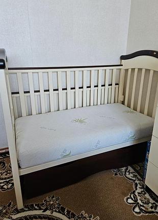 Детская кровать angelo lux 4 крем орех + ортопедический матрас