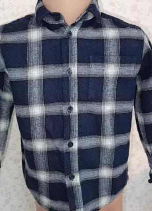 Рубашка в клетку для мальчика рубашка байковая синяя