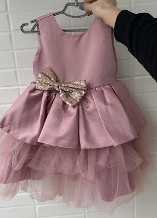 Сукня на день народження фатін з бантом святкова новорічна 86-92