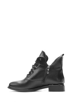 Ботинки зимние женские кожаные на шнурках молнии низкий каблук классические2 фото