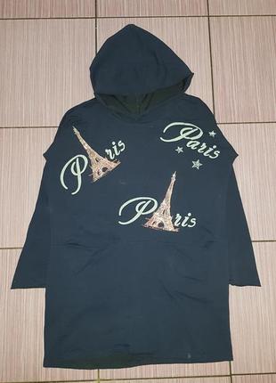 Мини платье с капюшоном и карманами