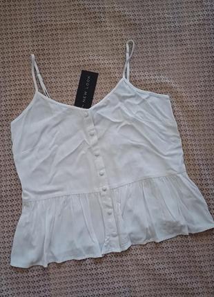 Легкая белая майка блуза на пуговицах new look3 фото