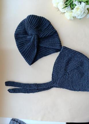Трендовый платок вязаный чепчик женский завязки чалма