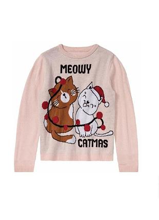 Джемпер з новорічним принтом і мерехтінням pepperts 146-152 рост